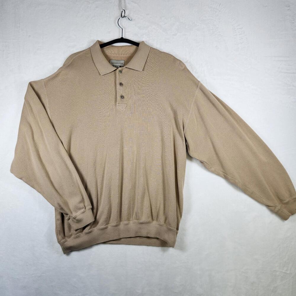 Cutter And Buck Long Sleeve Polo‎ Shirt Tan Cotton Size XL